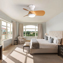 Load image into Gallery viewer, 23" Bedroom Ceiling Fan With 3 Color Dimmable 3 ABS Blades Remote Control Dc Motor With 18W Led Light
