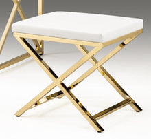 Load image into Gallery viewer, 21" Faux Leather Vanity Chair - White / Gold
