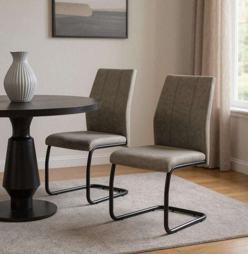 Upholstered Polyester Slat Back Dining Side Chairs (Set of 2) - Taupe