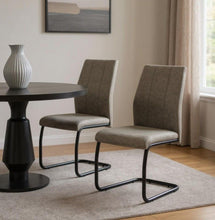 Load image into Gallery viewer, Upholstered Polyester Slat Back Dining Side Chairs (Set of 2) - Taupe
