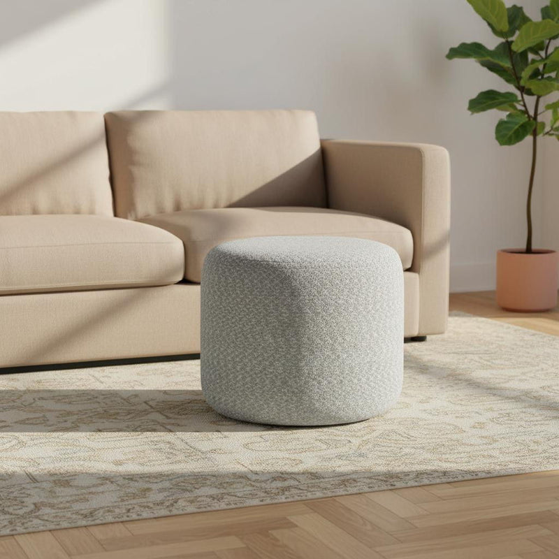 Cotton Round Pouf Ottoman - Blue