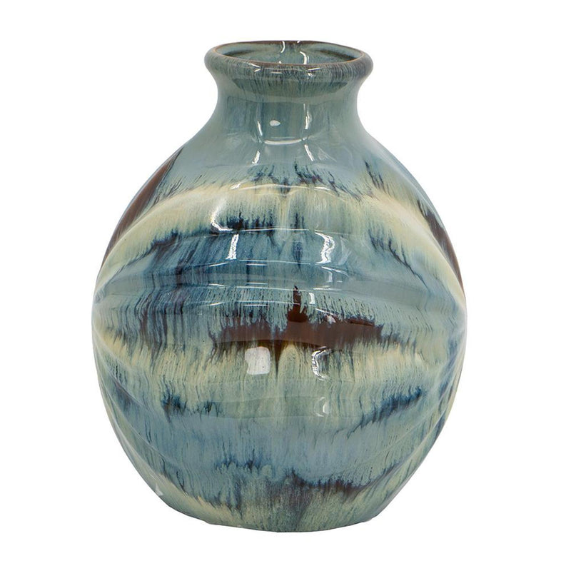 Abstract Round Table Vase - Blue / Blue / Brown