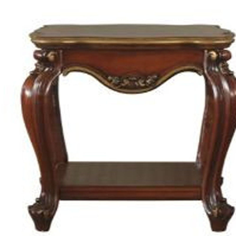 Solid Wood Square End Table With Shelf - Oak