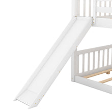 Load image into Gallery viewer, Full over Full Bunk Bed with Convertible Slide and Ladder, White
