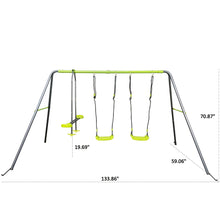 Load image into Gallery viewer, Xns081 Interesting Swingset With Plastic Safe Swing Set 440Lbs For Outdoor Playground For Age 3+ With Face To Face Without Tee - Lime Green

