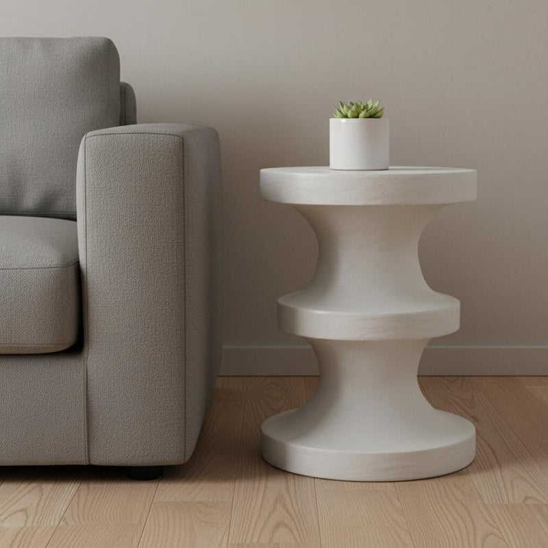 22" Wood Round End Table - White