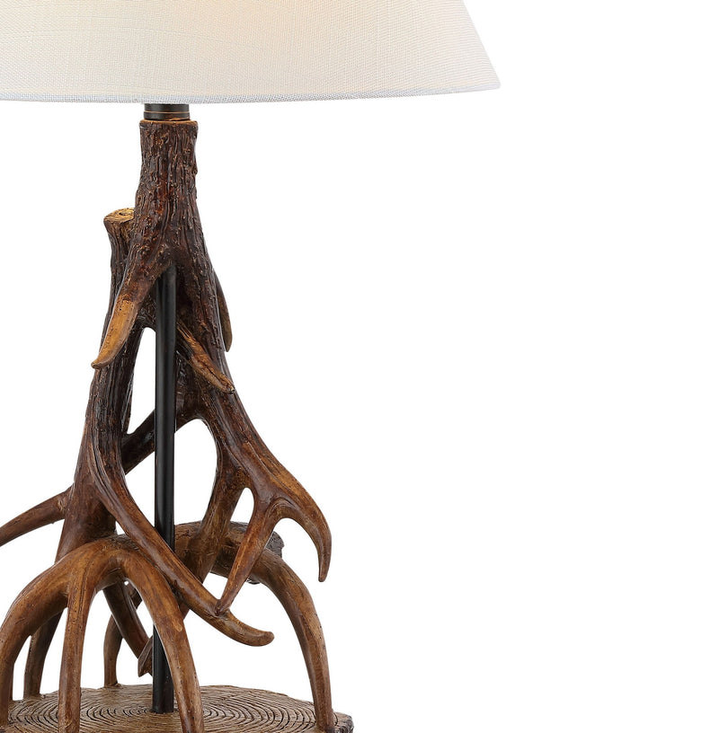 Antlers Table Lamp With Empire Shade - Brown