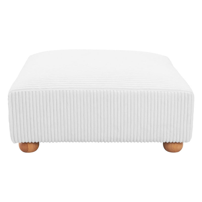 Corduroy Fabric Ottoman - White