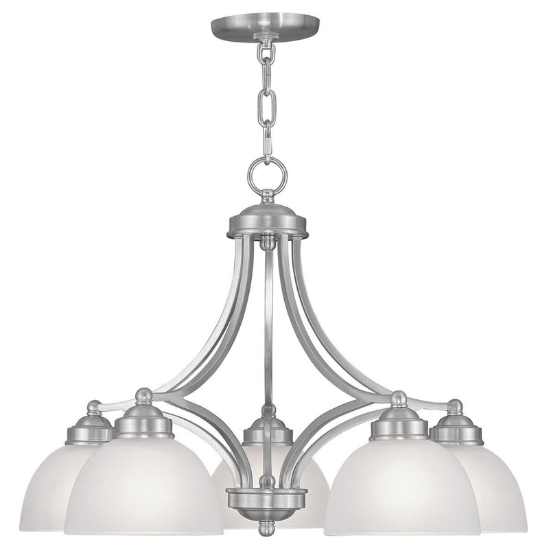 18" Five-Light Dimmable Chandelier With Shades - Nickel