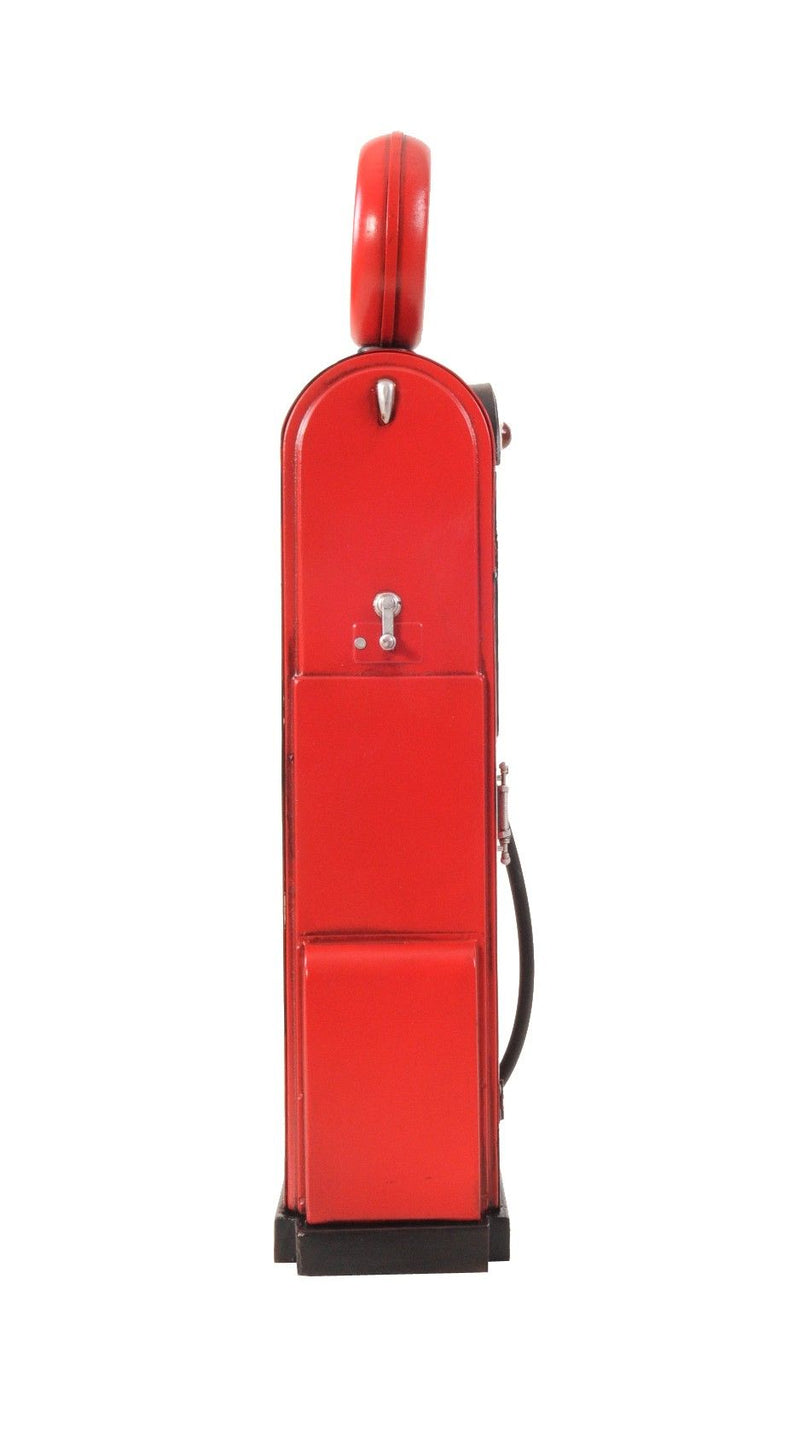 Hand Painted Gas Pump Clock Sculpture - Red