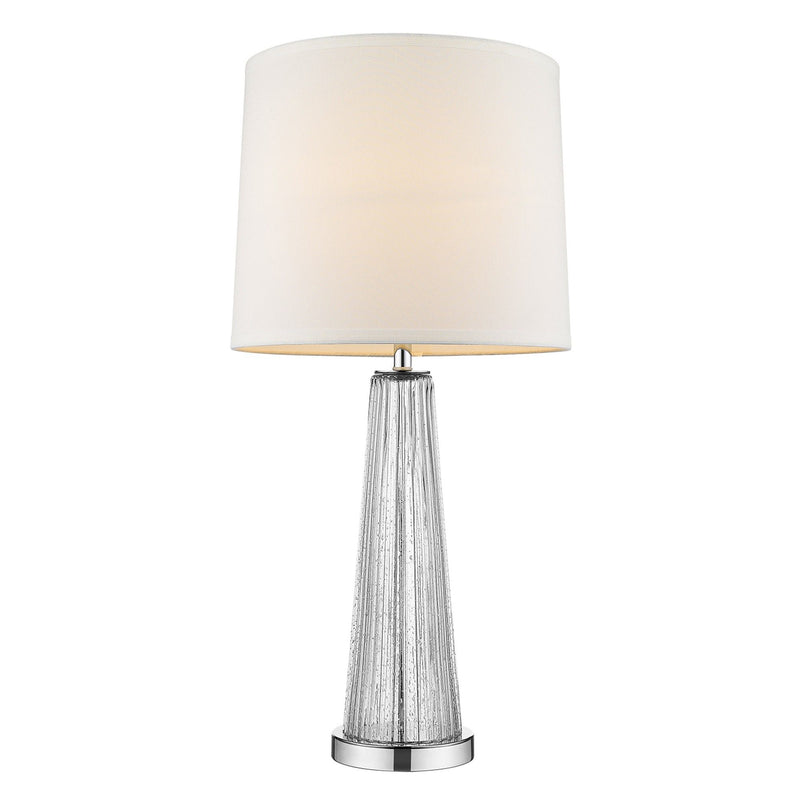 Glass Buffet Lamp With Off-White Empire Shade - Clear