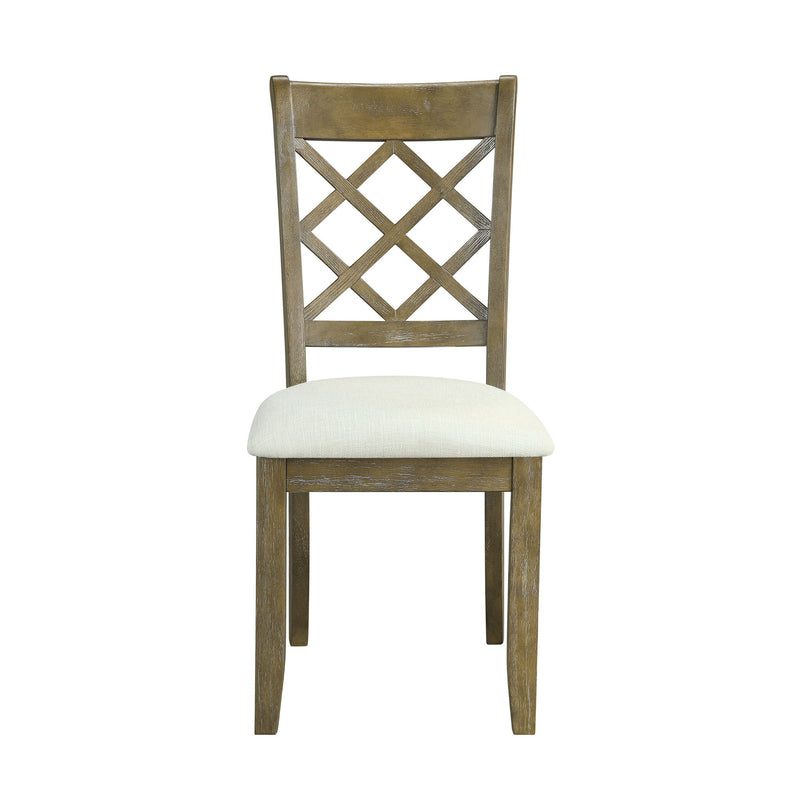 Upholstered Linen Cross Back Dining Side Chairs (Set of 2) - Beige