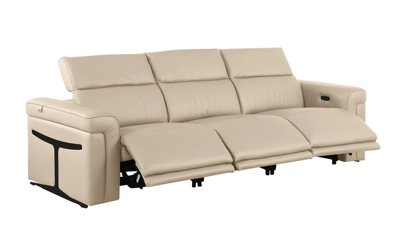 Italian Leather Reclining USB Sofa (720426) - Beige