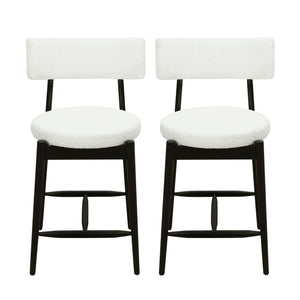 Mid Century Modern Counter Stools, Fabric Upholstered Chairs