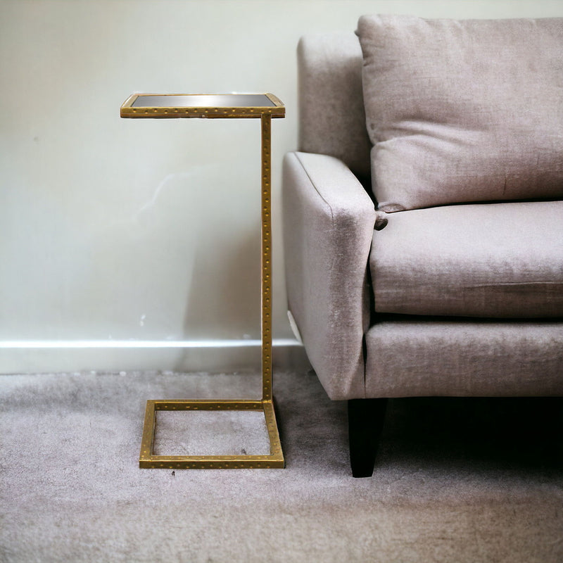 Mirrored Square Mirrored End Table - Brass And Silver