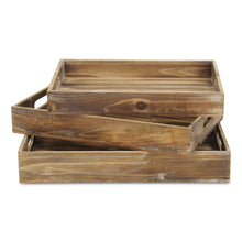 Load image into Gallery viewer, 19" Rectangular Wood Handmade Tray With Handles - Brown
