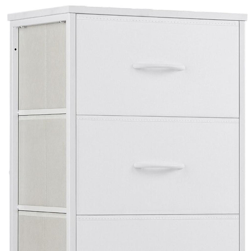 Fabric Wood Metal Four Drawer Dresser - White