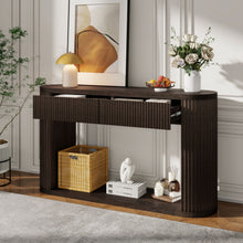 Load image into Gallery viewer, Oval Fluted Console Table With 2 Drawers And Bottom Shelf
