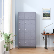 Load image into Gallery viewer, 15 Door Lockers With Lock For Storage In Home, Gym, Office, And School - Gray
