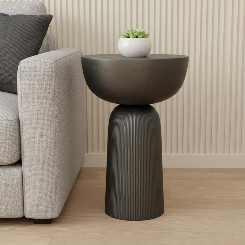 21" Aluminum Round End Table - Black
