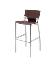 Load image into Gallery viewer, 29" Contemporary Metal And Faux Leather Low Back Bar Height Bar Chairs (Set of 2) - Brown
