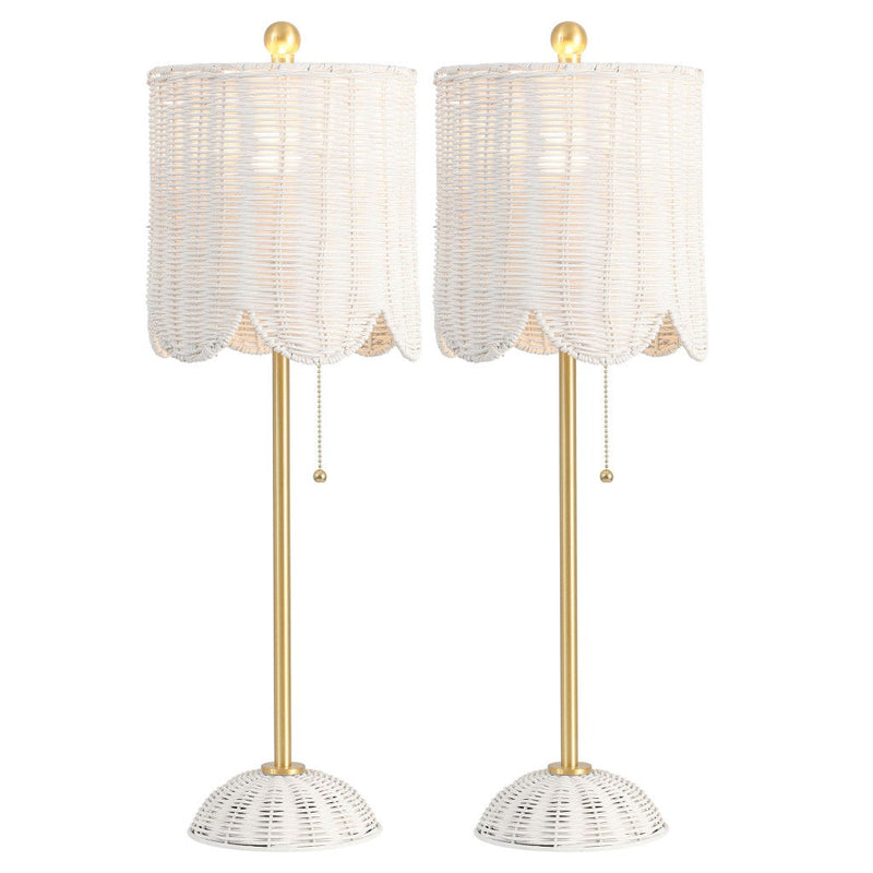 28" Table Lamps With Drum Shades (Set of 2) - White