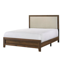 Load image into Gallery viewer, Panel Bed With Fabric Upholstered Tufted Nailhead Trim Headboard

