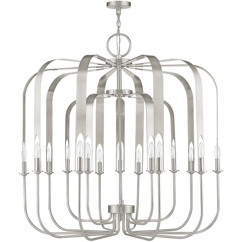 42" Multi Light Dimmable Chandelier With Shades - Nickel