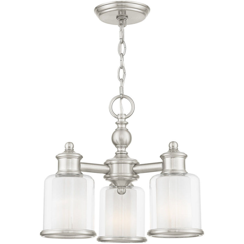 14'' Three Light Dimmable Chandelier With Shades - Nickel