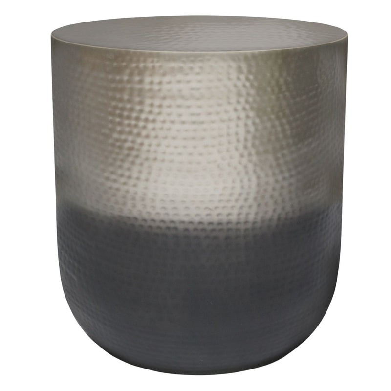 Metal Round End Table - Silver / Black