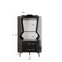 Load image into Gallery viewer, Corner Bar Cabinet With Mirrored Back, 2 Open Shelves &amp; 2 Drawers, High Legs For Easy Cleaning

