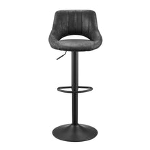 Load image into Gallery viewer, Faux Leather Steel Swivel Low Back Adjustable Height Bar Chairs With Footrest 42" (Set of 2) - Black
