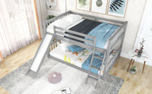 Load image into Gallery viewer, Full over Full Bunk Bed with Convertible Slide and Ladder, Gray
