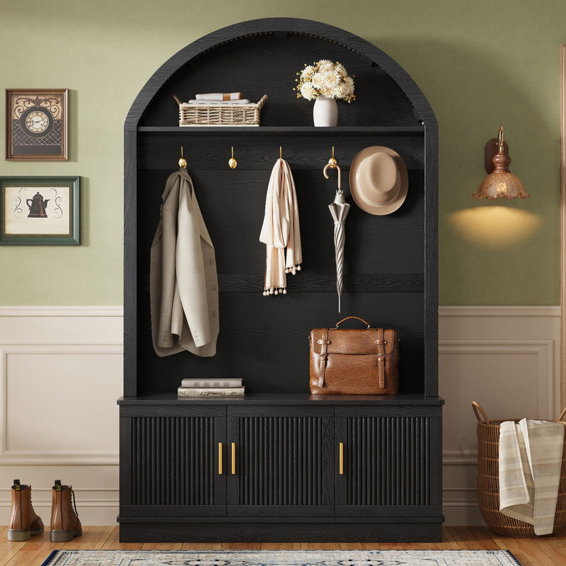 Arched Top Hall Tree With 5 Hooks