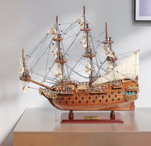 Load image into Gallery viewer, Hand Painted San Felipe 1690 Small Model Boat - Brown
