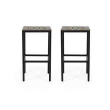 Load image into Gallery viewer, Outdoor Bar Stool With Slat Design And Metal Frame (Set of 2)
