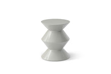 Load image into Gallery viewer, Wood Round Top Geo Pedestal End Table - Light Gray
