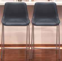 Load image into Gallery viewer, 30" Faux Leather And Steel Bar Height Bar Chairs (Set of 2) - Black / Brown
