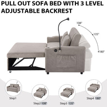 Load image into Gallery viewer, Convertible Sofa Bed Loveseat Sofa With Three USB Ports, Two Side Pockets, Two Cup Holders And 360° swivel Phone Holder For Living Room
