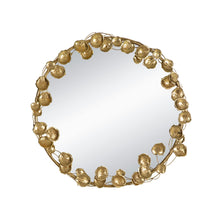 Load image into Gallery viewer, Round Metal Wall Mirror With en Leaf Accents, Modern Decor Mirror For Living Room Entryway Hallway - Gold
