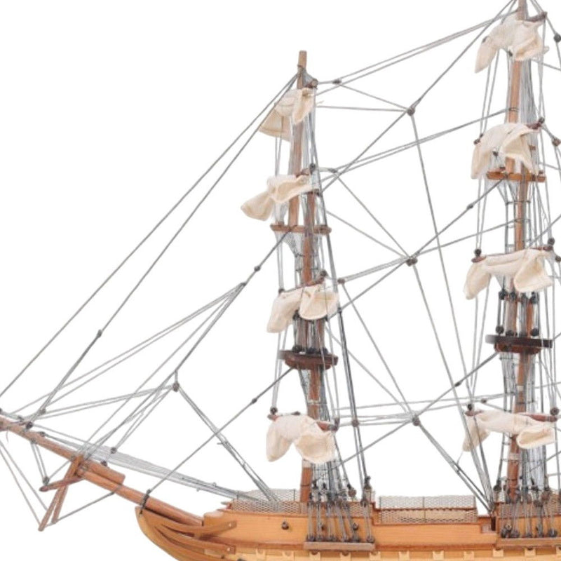 Hand Painted 1797 USS Constitution Small Model Boat - Brown