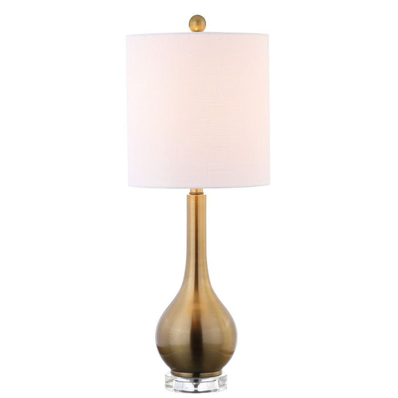 Gourd Table Lamp LED With Drum Shade - Brass