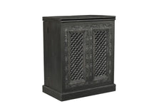 Load image into Gallery viewer, Solid Wood Carved Floral Bar Cabinet With Two Doors One Drawer (727848) - Black
