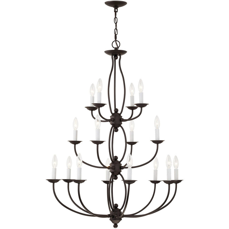 42" Multi Light Metal Dimmable Chandelier With Shades - Bronze