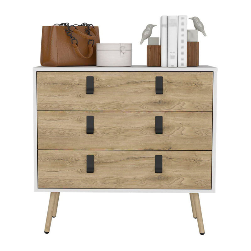3 Drawer Dresser - White / Natural