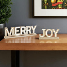 Load image into Gallery viewer, Christmas Tabletop Sign With LED (Set of 2) - Beige / White
