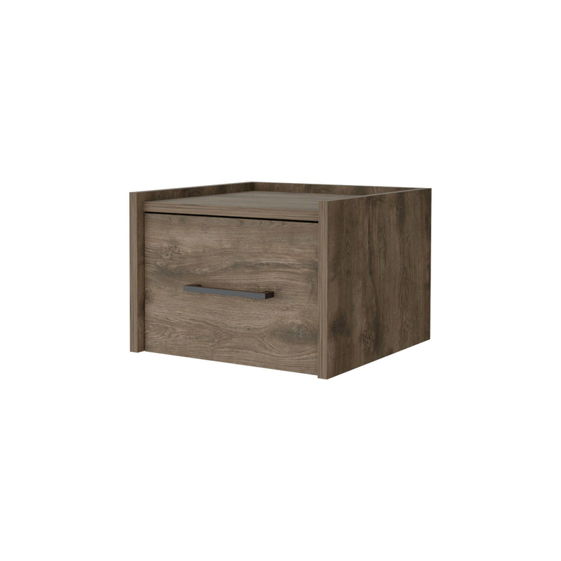 10" One Drawer Faux Wood Floating Nightstand - Brown