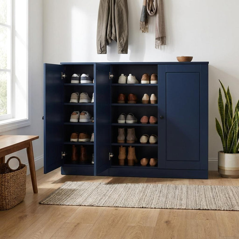 Solid Woodshoe Storage Cabinet (755971) - Navy Blue
