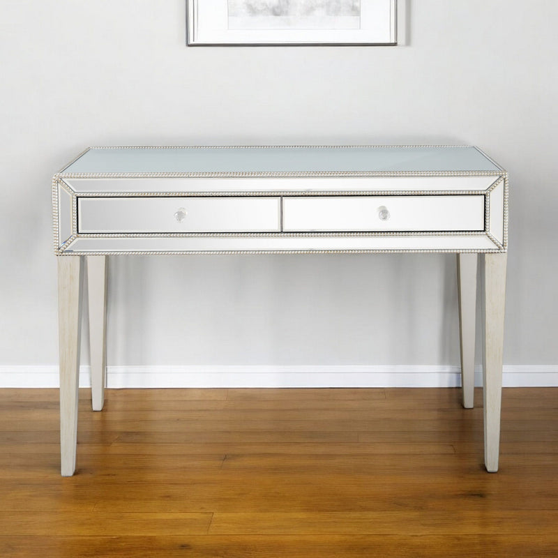 Mirrored Glass Console Table - Silver