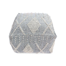 Load image into Gallery viewer, Diamond - Handcrafted Faux Yarn Pouf - Ivory / Gray
